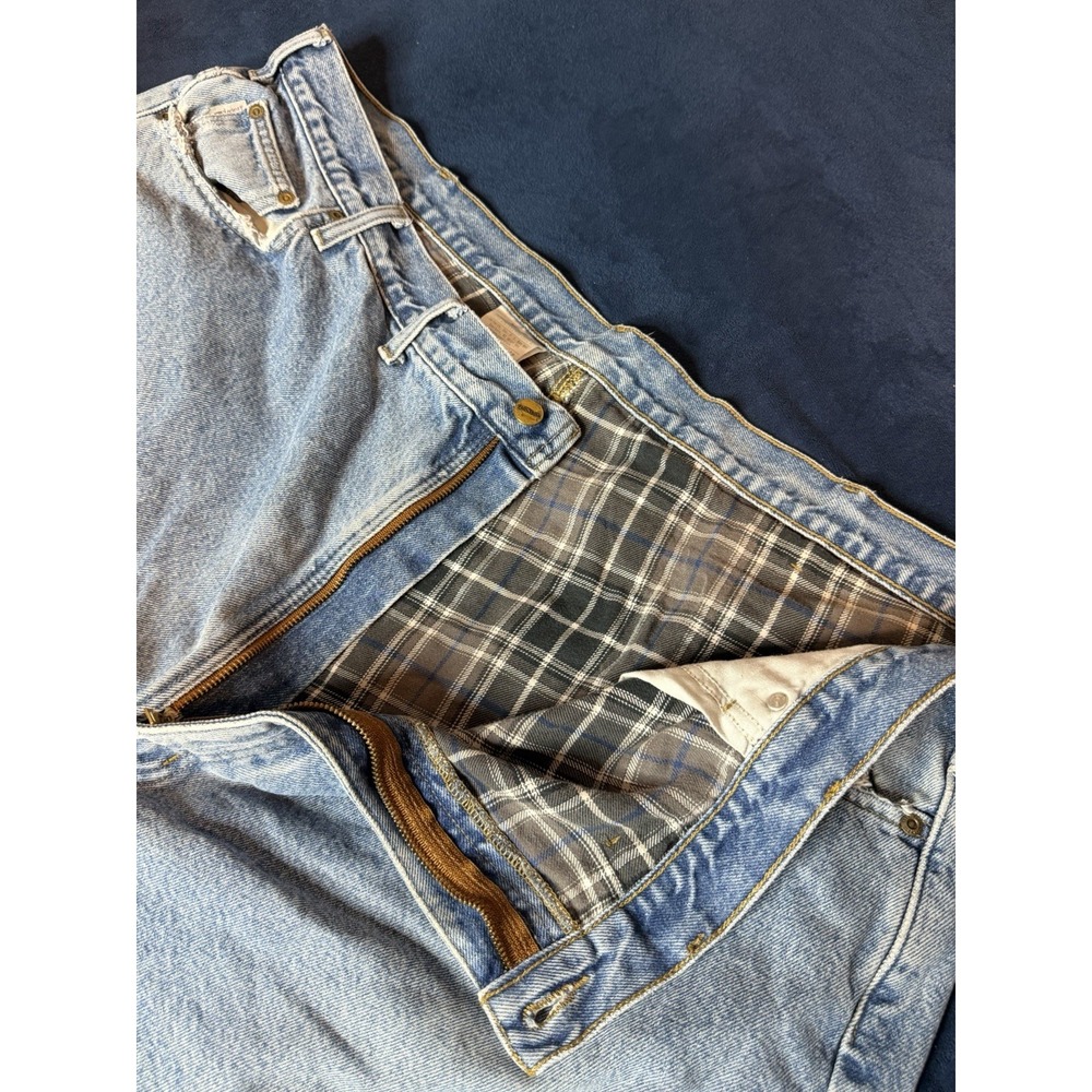 Vtg Carhartt Relaxed Fit Flannel Lined Jeans 50x32 (Actual 48x31) Light Wash